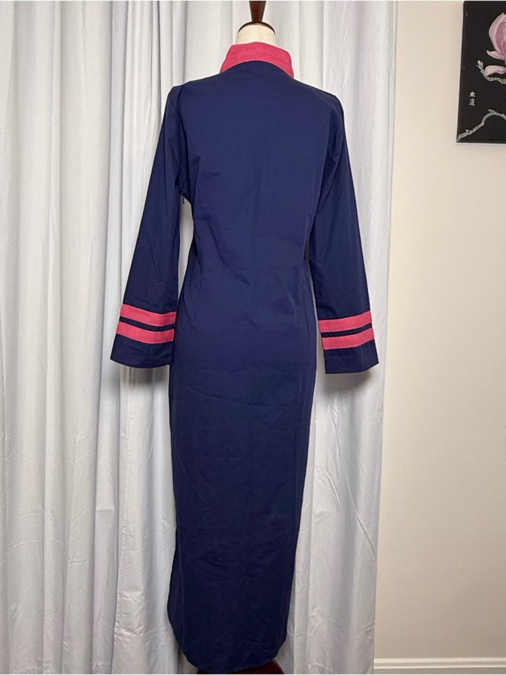 Sail to Sable Maxi Tunic Caftan Dress Women’s Small Blue Pink Resort Preppy - Picture 3 of 13